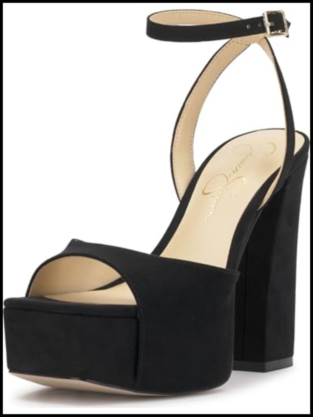 Faux Leather Platform Sandals, Block Heel, Ankle Strap, Peep Toe, Party